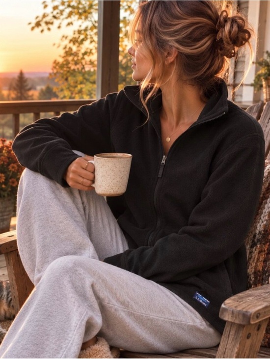 L.L. Bean Tops - L.L. Bean Black Full-Zip Fleece Jacket - Women 2X